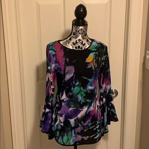 Frank Lyman Fluted Sleeve Floral Print Top